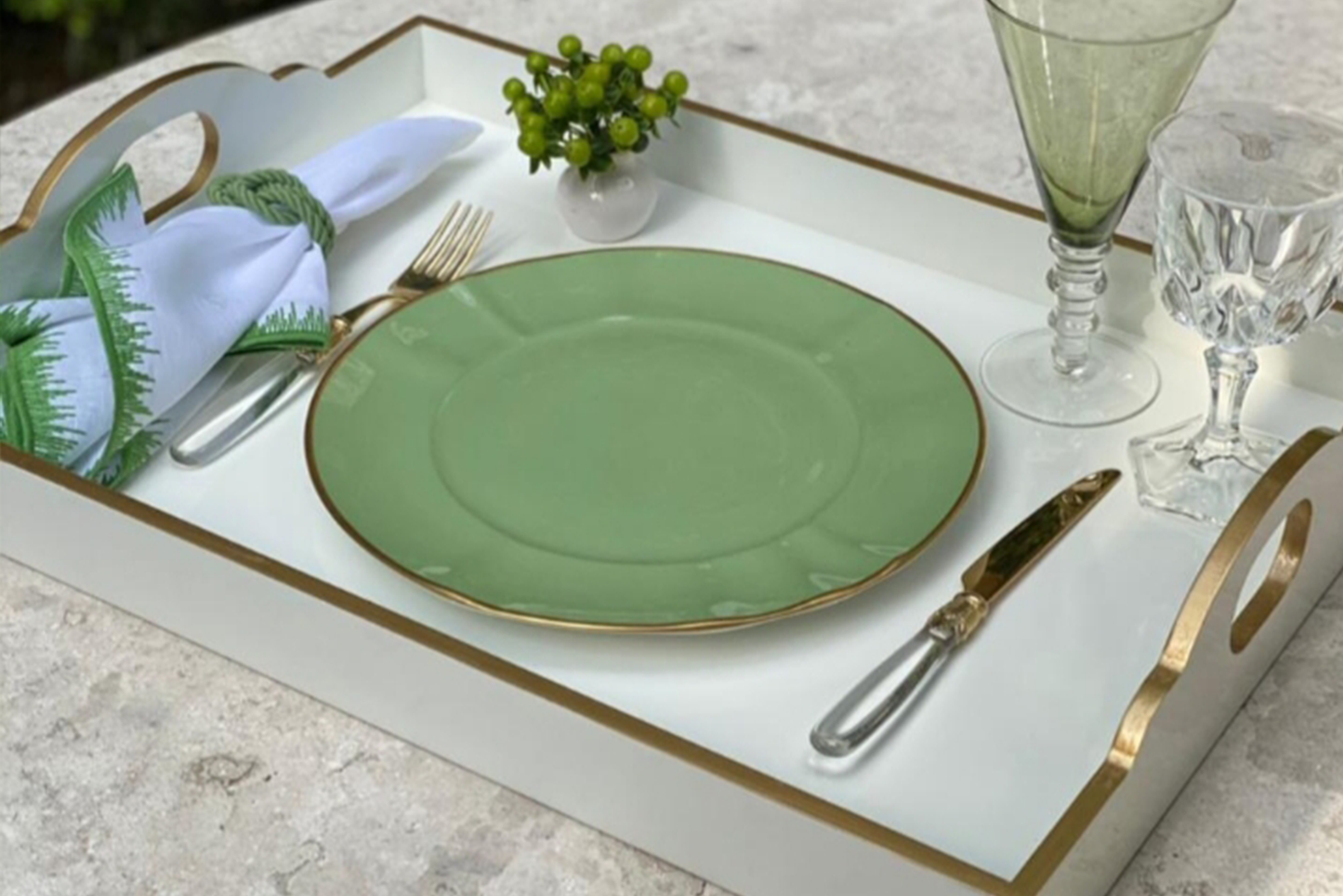Bandeja Fernanda M em MDF Laqueado - Branco