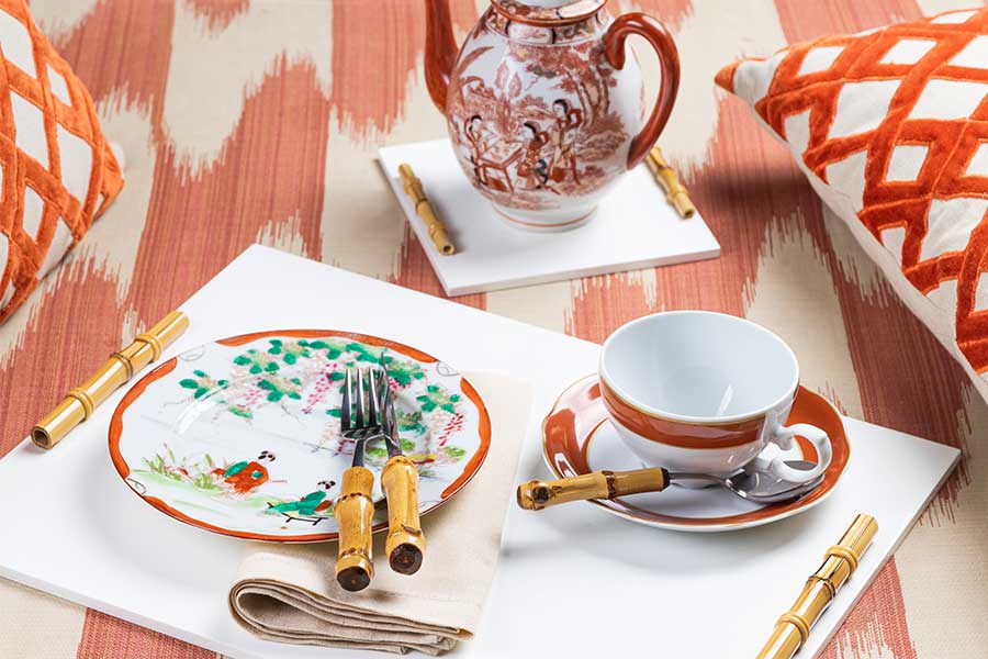 Bandeja de Apoio Bambuzinho em MDF Laqueado - Branco