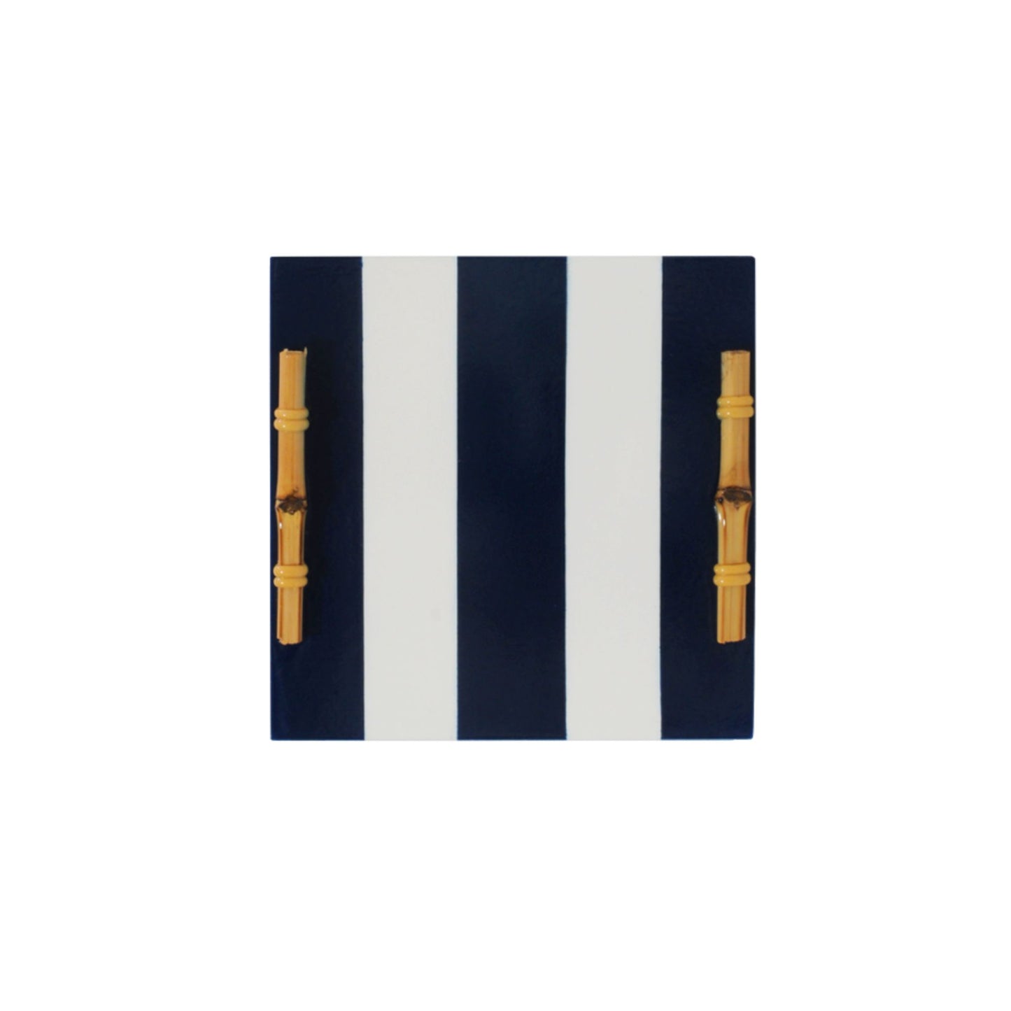 Porta Jarra Bambuzinho em MDF Laqueado Listrado - Azul Bic e Branco
