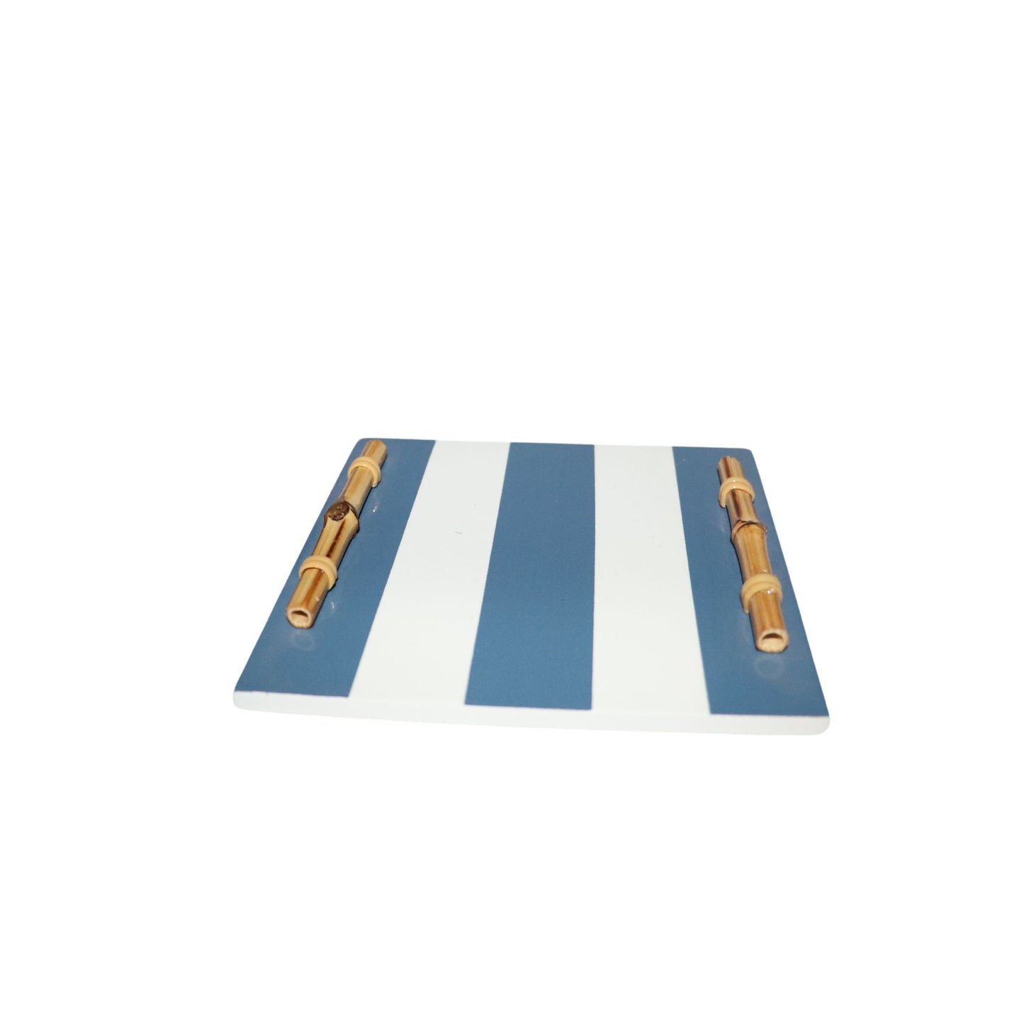 Porta Jarra Bambuzinho em MDF Laqueado Listrado - Azul Hortênsia e Branco