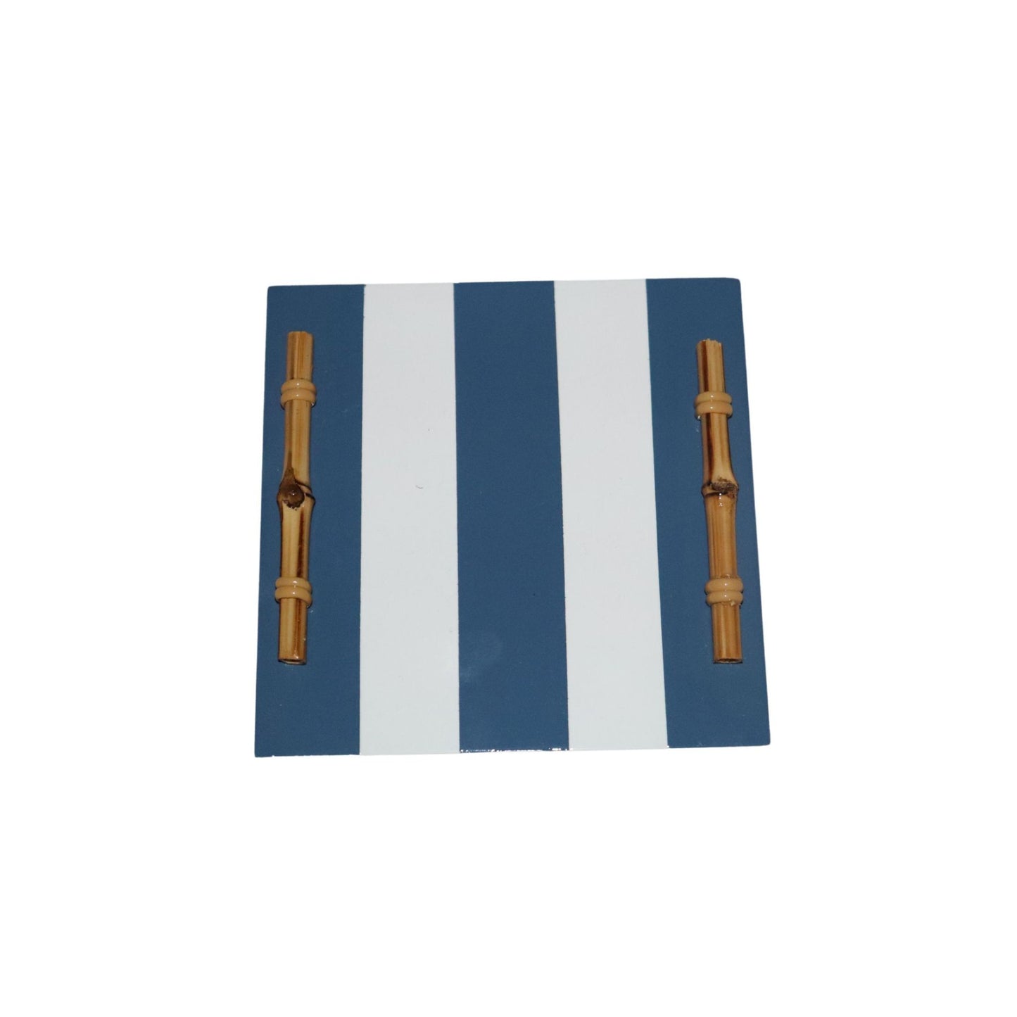 Porta Jarra Bambuzinho em MDF Laqueado Listrado - Azul Hortênsia e Branco