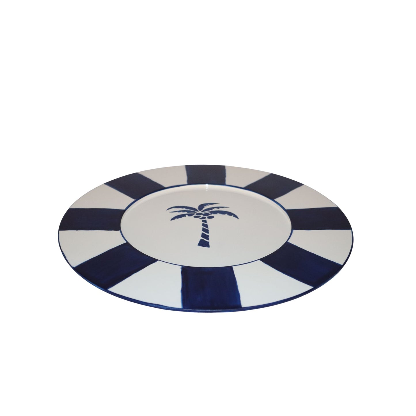 Sousplat com Textura em Cerâmica Noritake Coqueiro - Azul Bic e Branco