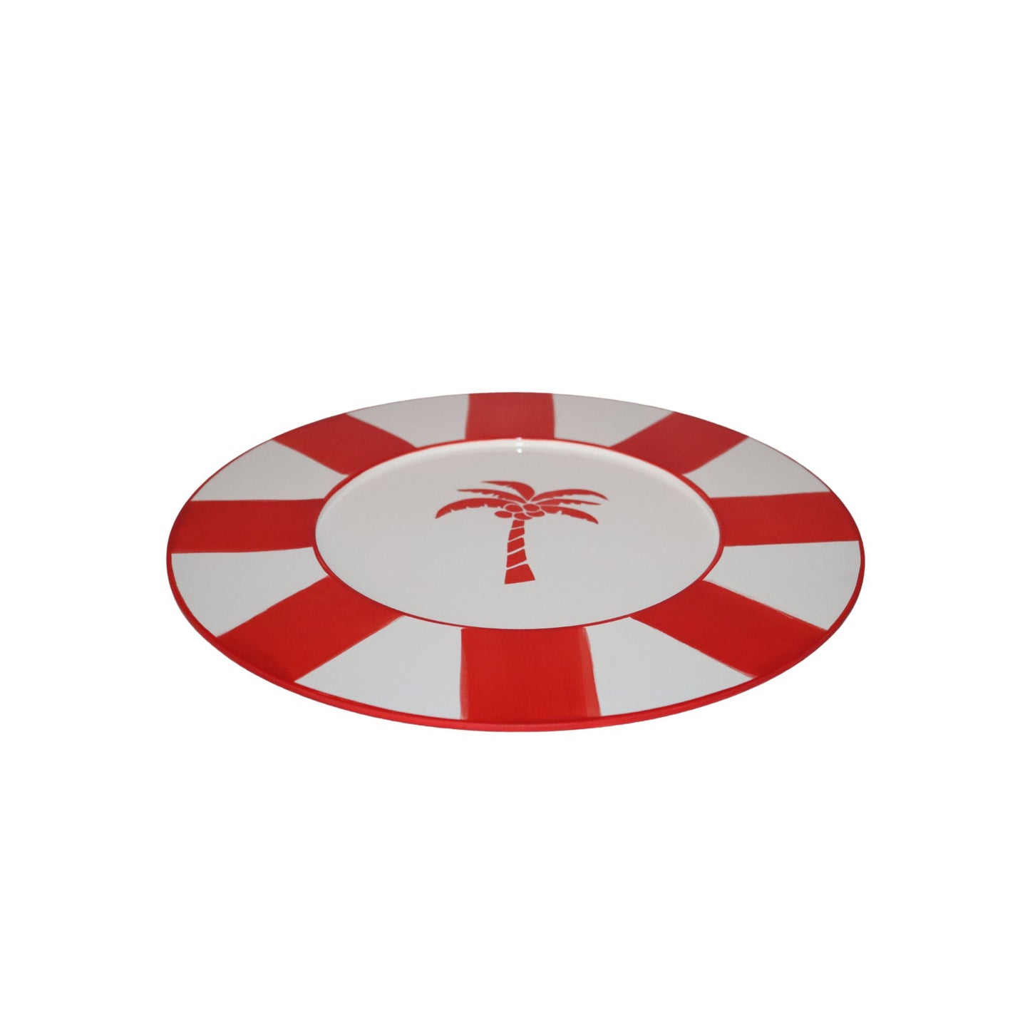 Sousplat com Textura em Cerâmica Noritake Coqueiro - Vermelho Portofino e Branco