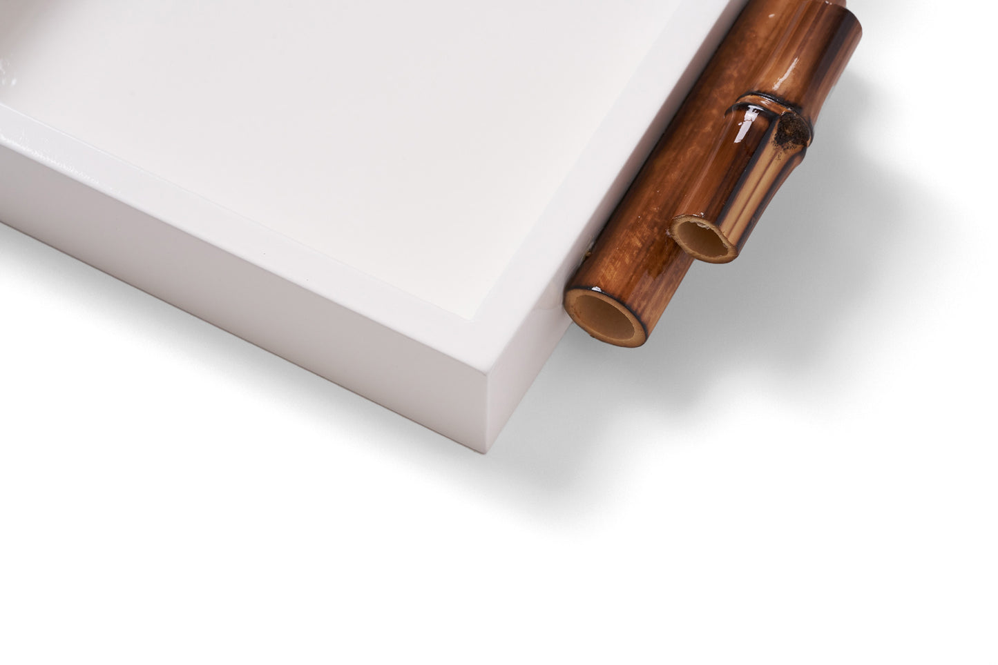 Bandeja Mondrian Retangular P Bambuzinho em MDF Laqueado - Branco
