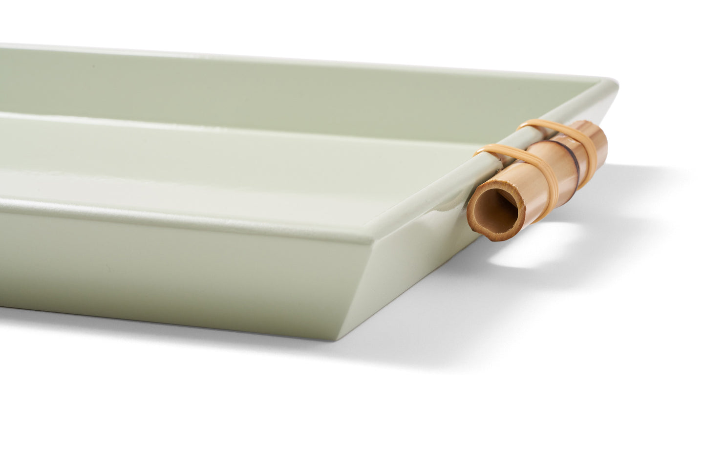 Bandeja Tânia Modelo Novo P Bambuzinho em MDF Laqueado - Verde Celadon Claro