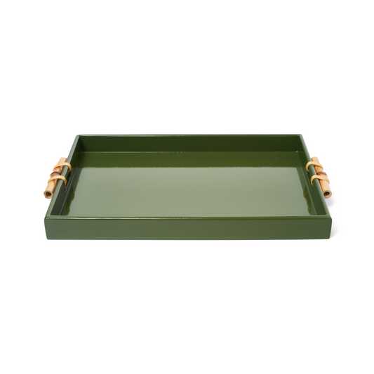 Bandeja Again G Bambuzinho em MDF Laqueado - Verde Exército
