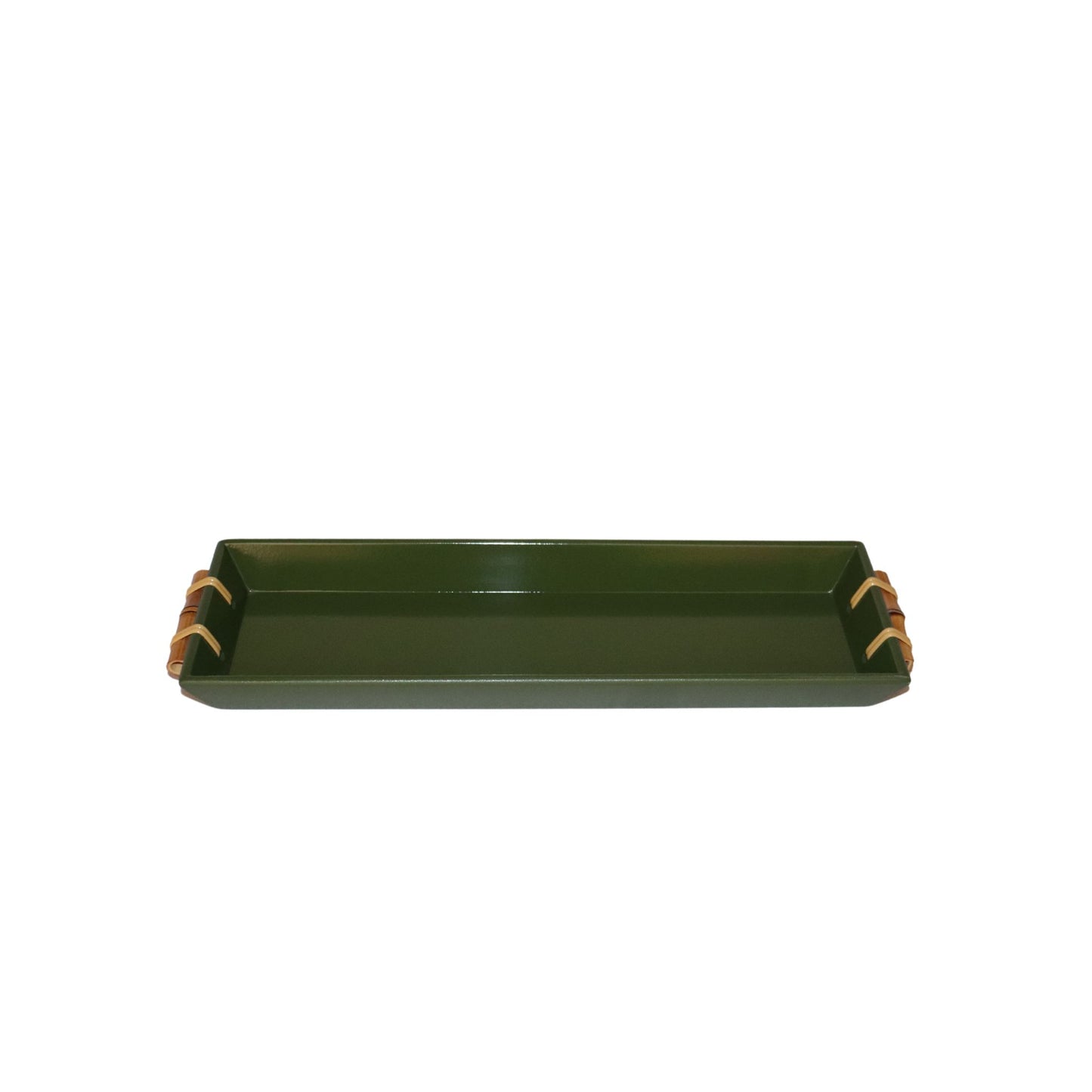 Bandeja Tânia Retangular P Bambuzinho em MDF Laqueado - Verde Exército
