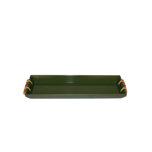 Bandeja Tânia Retangular P Bambuzinho em MDF Laqueado - Verde Exército