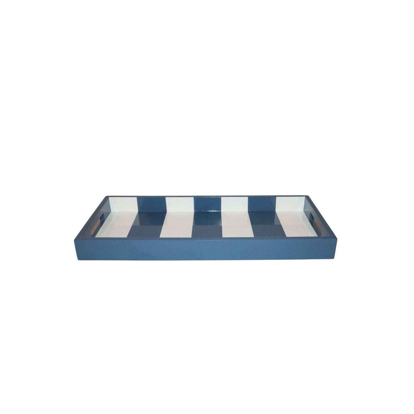 Bandeja Aninha P em MDF Laqueado Listrada - Azul Hortência