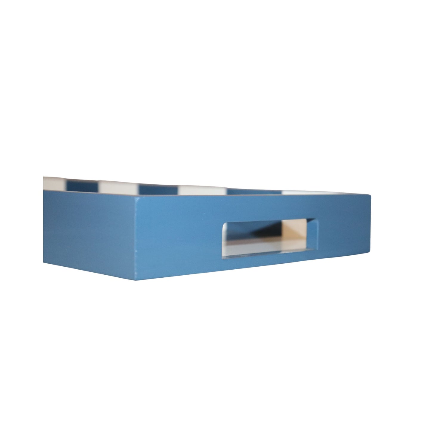 Bandeja Aninha P em MDF Laqueado Listrada - Azul Hortência