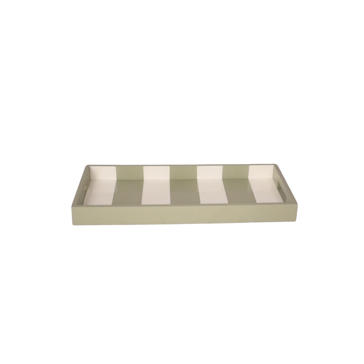 Bandeja Aninha P em MDF Laqueado Listrada - Verde Celadon Claro