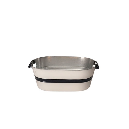 Balde de Gelo Galvanizado Oval Laqueado - Branco com Faixa em Azul Bic