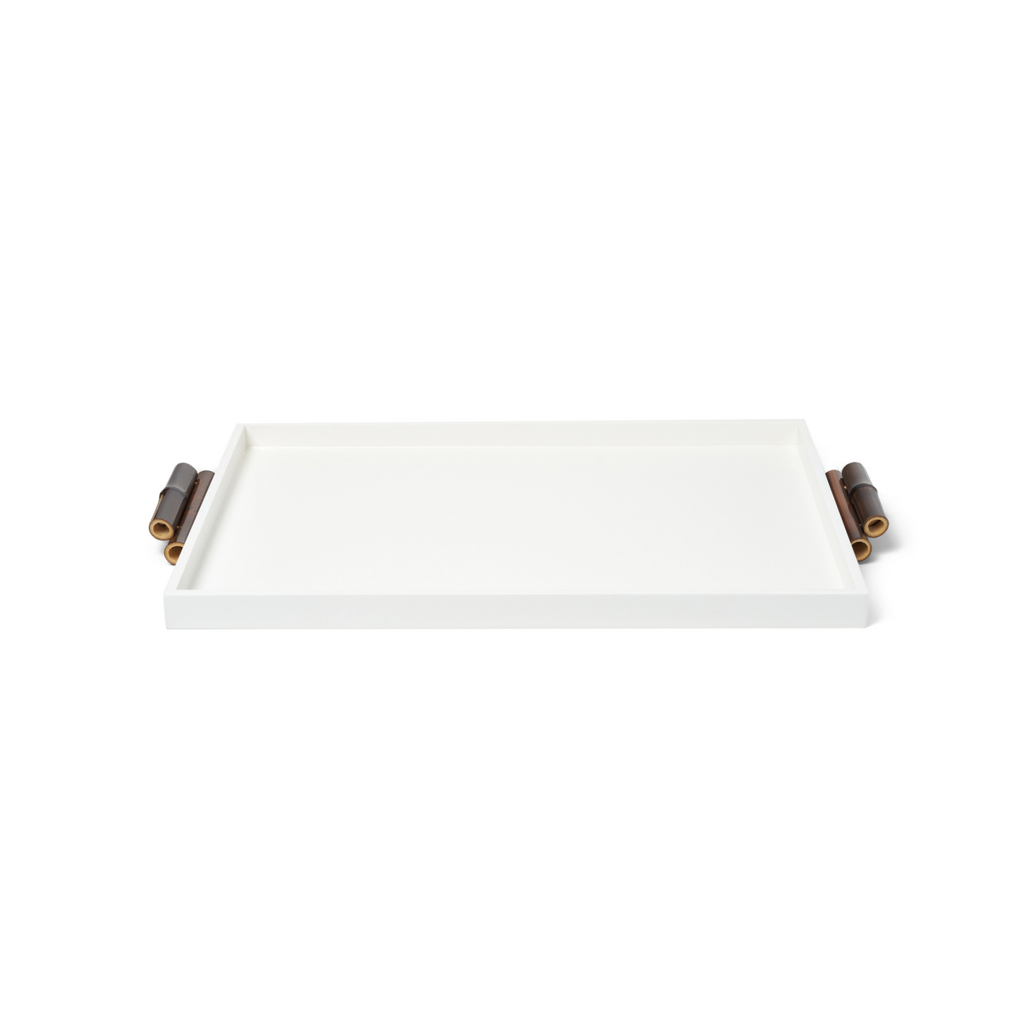 Bandeja Mondrian Retangular G Bambuzinho em MDF Laqueado - Branco